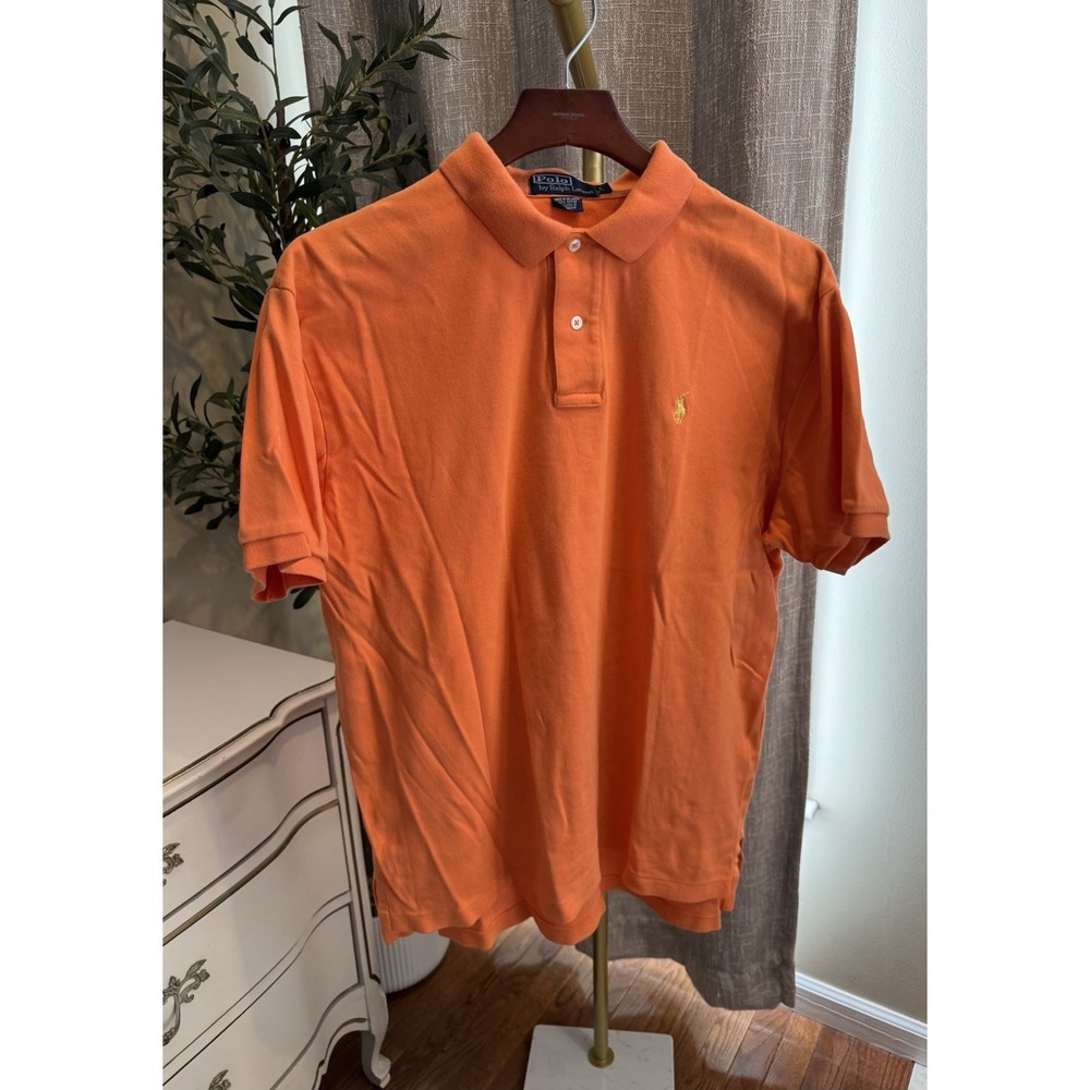 Polo Ralph Lauren Men's Orange Classic Fit Polo Shirt Pony Logo Sz Large
